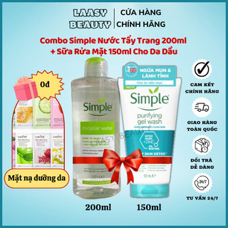 Combo simple nước tẩy trang 200ml + sữa rửa mặt 150ml cho da dầu