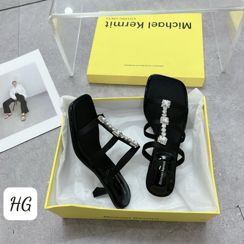 Giày cao gót quai đính đá gót nhọn 5 phân mã N235