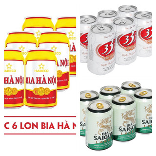 Lốc 4 lon Bia Hà Nội / Bia 333/ Bia Sài Gòn 330ml