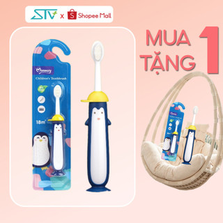 [ MUA 1 TẶNG 1] Bàn Chải Đánh Răng Momeasy Chim Cánh Cụt Dễ Thương 3 Màu Cho Bé 46082