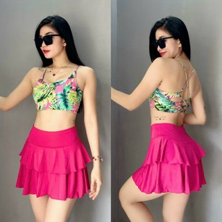 Bộ tập thể thao nữ áo bra bông quần váy tầng nhiều màu tập gym yoga aerobic cao cấp