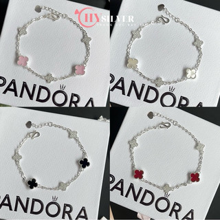 Lắc tay bạc nữ chysilver cỏ 4 lá đá 8mm nhiều màu bạc thật