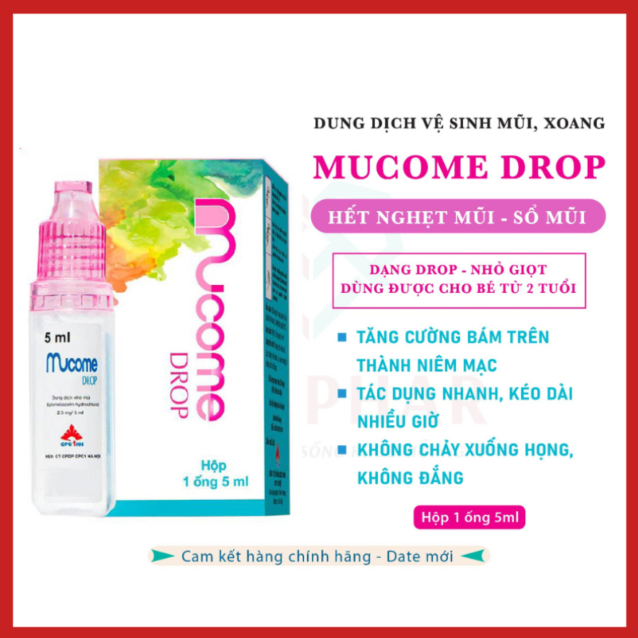 Mucome baby 10ml, 5ml giảm nghẹt mũi, thông thoáng đường thở
