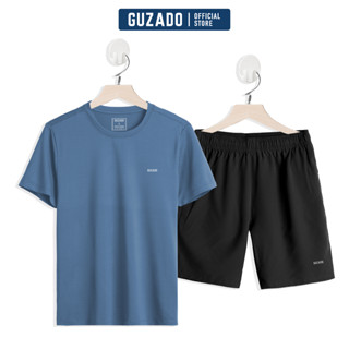 Bộ quần áo thể thao nam Guzado áo thể thao coolmax kết hợp quần gió thể thao BTS02