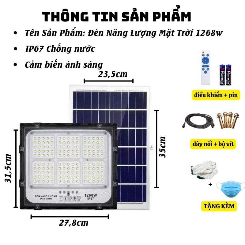 Đèn Năng Lượng Mặt Trời Nami 1268W Cảm Biến Tự Động