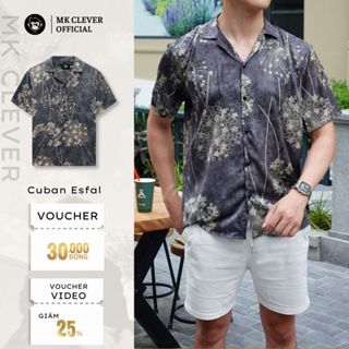 Áo Sơ Mi Cuban nam Esfal MK CLEVER Chất lụa Satin mềm mịn thoáng mát chống nhăn, form rộng hằng ngày