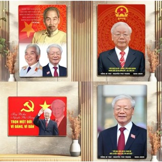 Tranh treo tường Bác Nguyễn Phú Trọng, Bác Hồ, Bác Giáp để đời đời nhớ ơn bác