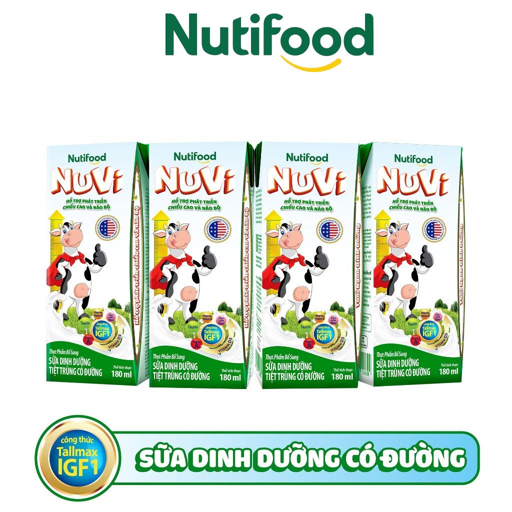 Lốc 04 Hộp 180/ 110mL Sữa Dinh Dưỡng Có Đường Nuvi (NUVITA nhãn mới) - NUTIFOOD SHOP