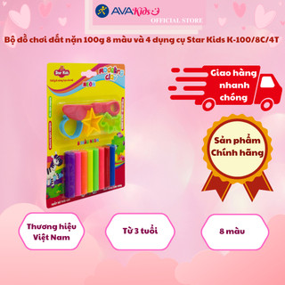 Bộ đồ chơi đất nặn 100g 8 màu và 4 dụng cụ star kids k-100/8c/4t