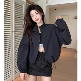 Áo khoác gió nữ - CROPTOP + có dây rút - áo khoác gió croptop trơn có dây rút, Nice Clothes