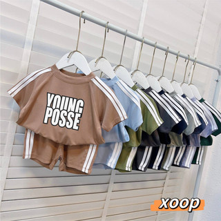  Bộ cộc tay XOOP cotton lụa có 2 dây dệt ở vai và quần in chữ young chữ to cho bé trai bé gái  10-21kg  XC58 Phúc Yến 