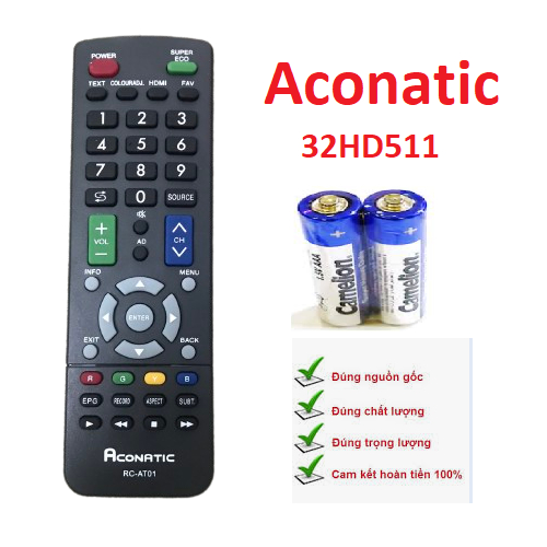 Điều khiển tivi aconatic RC-AT01 dùng cho model 32DH511 chính hãng theo tivi