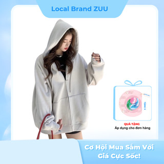[Prenium Cao Cấp] Áo Khoác Nỉ Hoodie Zip Trơn nam nữ xám tiêu chất nỉ hàn Form Rộng có mũ, có túi trong ZIP22