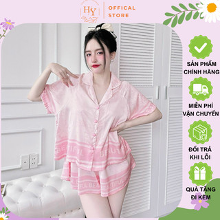 Đồ ngủ pijama heun young bộ mặc nhà, đồ bộ pijama croptop cánh dơi lụa latin freesize dưới 67kg mk10