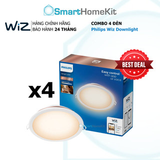 Combo 4 đèn led âm trần wiz tunable white downlight - ánh sáng vàng trắng - hỗ trợ matter, homekit