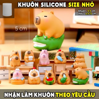 Khuôn silicone hình CAPYBARA CƯỠI CÁ SẤU, 5cm, khuôn làm tượng, thạch rau câu, pudding, khúc bạch, nến