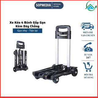 Xe đẩy hàng gấp gọn đi chợ SOPMEDIA xe kéo hàng đi chợ gấp gọn mini siêu thị đa năng