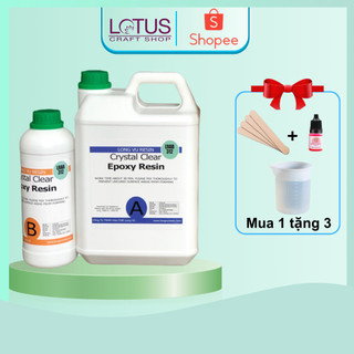 Keo Epoxy Trong Suốt 2 Thành Phần Đổ Nhựa, Đổ Mặt Bàn, Phủ Sàn 3D Nhanh Khô Độ Cứng Cao - Bộ 4 Kg