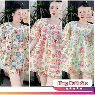 Set đồ bộ nữ babydoll họa tiết dễ thương - lonata shop - set đồ bộ nữ mặc nhà babydoll