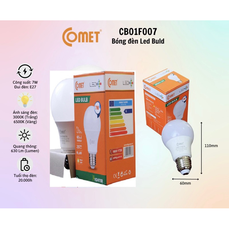 (XẢ KHO)Bóng led 7W Comet mã mới CB01F0073/76