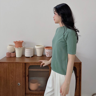 Áo len nữ cọc tay cổ tròn chất len mịn A609