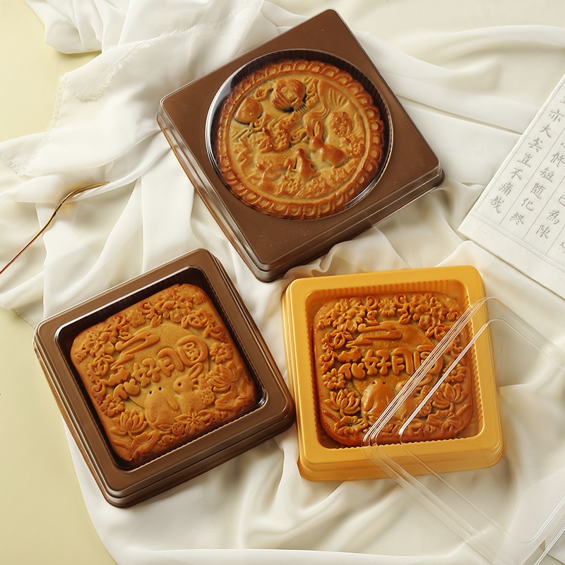 ❤️Hot❤️ 1 Hộp nhựa đựng bánh trung thu cỡ lớn cho bánh Vuông (600g) (1 hộp kèm nắp)
