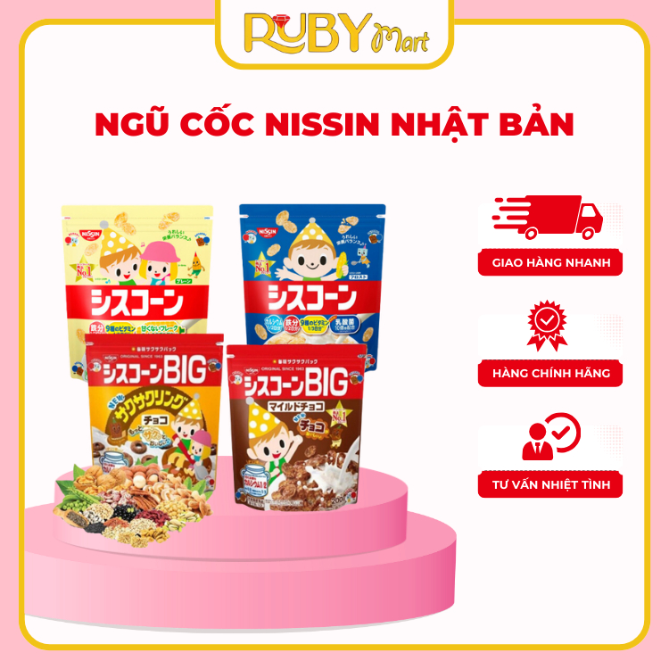Ngũ cốc dinh dưỡng Nissin, ngũ cốc ăn sáng tăng cân cho bé ăn dặm Nhật Bản từ 12 tháng tuổi