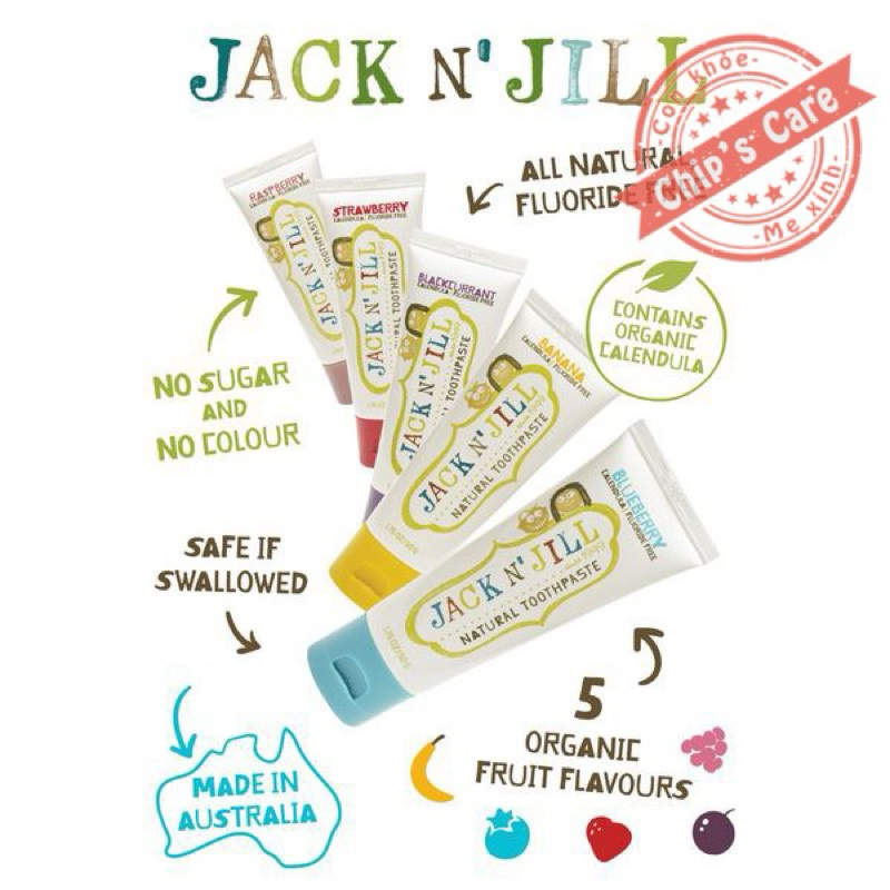 Kem đánh răng Jack N' Jill organic cho bé từ 6 tháng trở lên hữu cơ