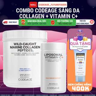 Bộ đôi collagen thủy phân và vitamin c codeage cf#5 - giảm nếp nhăn và bảo vệ da gồm collagen peptides + vitamin c