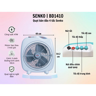 Quạt bàn đảo senko 4 tấc bd1410 chuyển hướng điện