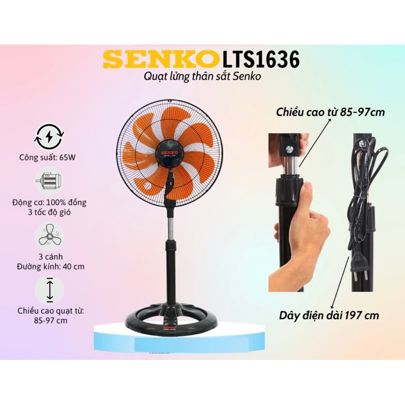 [CHÍNH HÃNG] Quạt lửng senko thân sắt B4 LTS1636