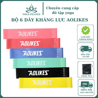 Bộ 6 dây kháng lực Mini band cao su Aolikes tập mông đùi, chân và tăng cơ lực sút cổ chân đá bóng