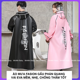  Áo Mưa Liền Thân Nam Nữ vải Eva CAO CẤP KHÔNG HÔI NHỰA  Có Khóa Kéo Có Cúc Bấm Đeo cặp  