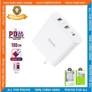 Củ sạc nhanh 3 cổng USB HOCO C74 C74A 63W sạc nhanh 3C PD 3.0 + QC 3.0 Chống cháy nổ Ổn định điện áp
