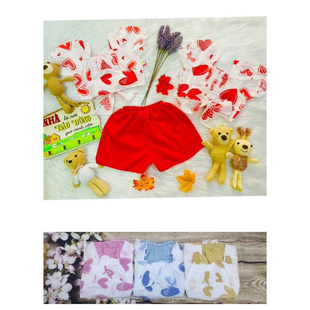 Bộ Lụa Tay Phồng Ngắn Chấm Bi Bé (giao màu ngẫu nhiên) (6-18kg)
