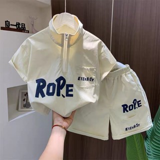 Bộ quần áo trẻ em có cổ phong cách cá tính năng động, Đồ bộ bé trai ngắn tay chất liệu mềm mát-----MÃ ROPE