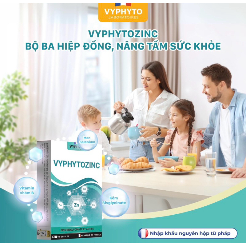 VYPHYTOZINC hộp 40 viên Bổ sung kẽm cho cơ thể, hỗ trợ tăng cường sức đề kháng. Hỗ trợ hệ thống miễn dịch khỏe mạnh