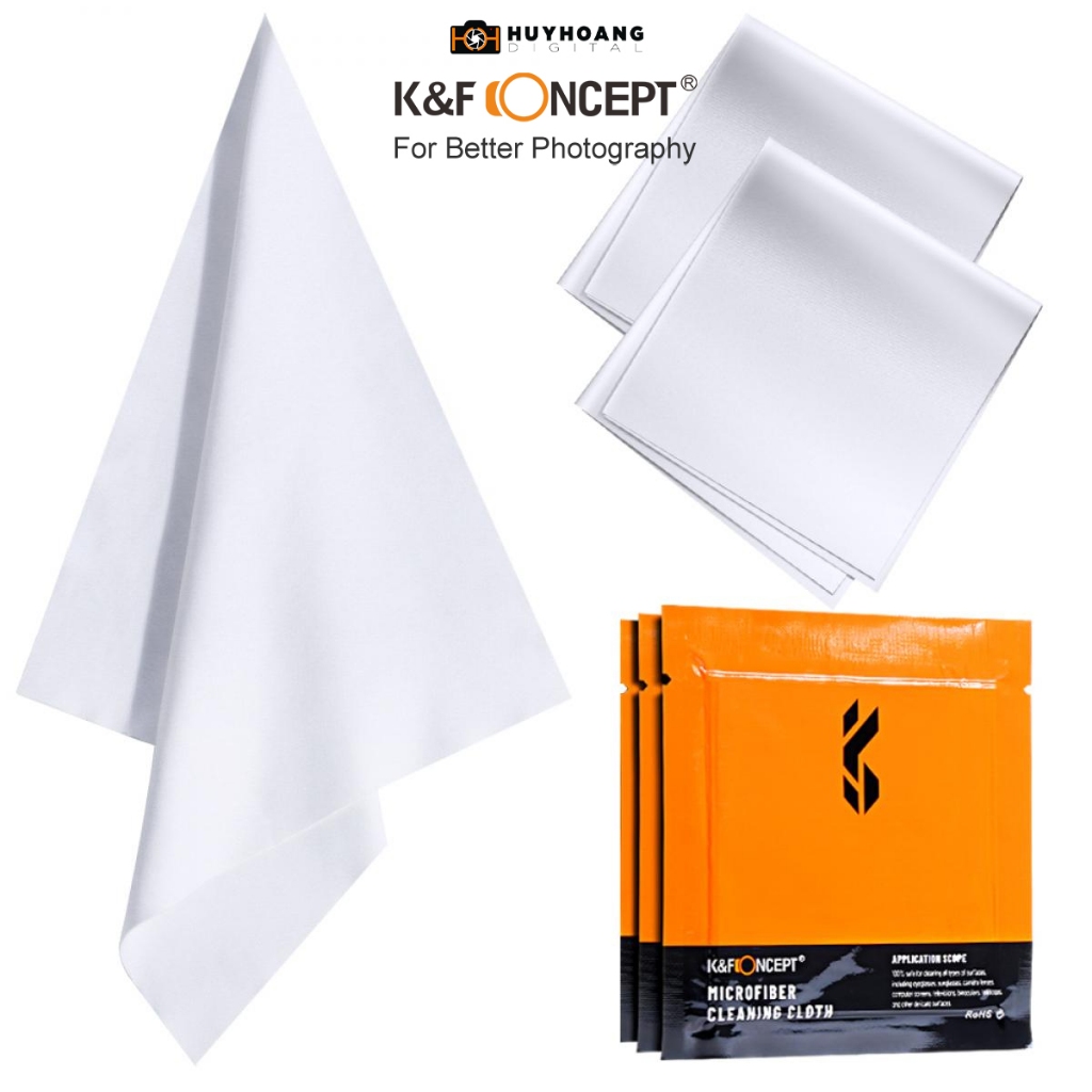 Khăn lau lens K&F CONCEPT 15*15cm | Siêu mịn, sạch có thể vệ sinh được tất cả thiết bị SKU.1962 - 10 Khăn