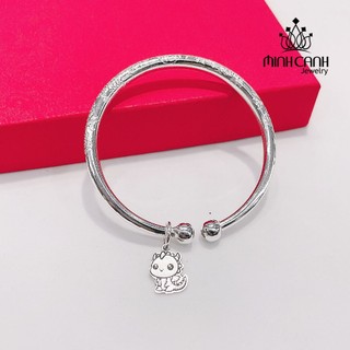 Kiềng bạc chạm khắc mix charm con rồng khắc tên cho bé - minh canh jewelry