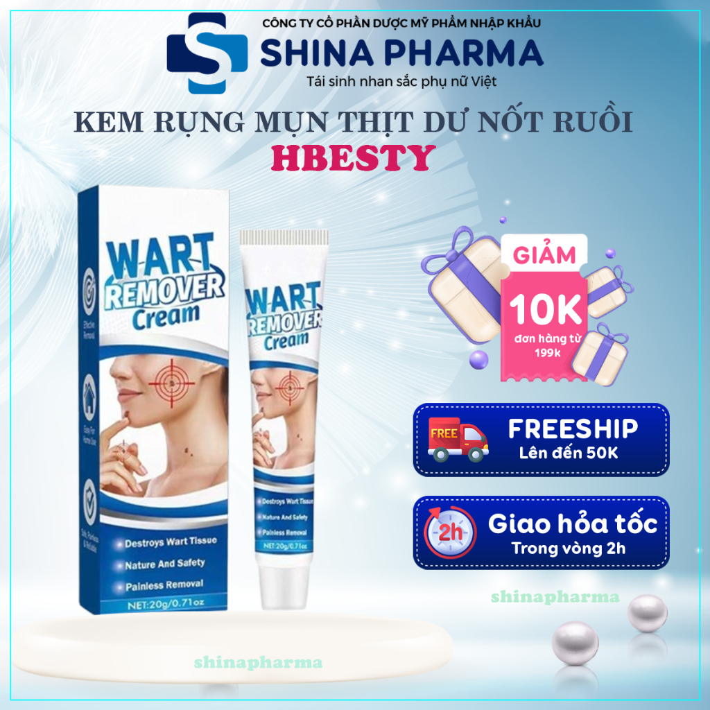 Kem Mụn Thịt Dư, Mụn Cóc  Hbesty Wart Remover Cream - Kem Bật Gốc Cồi Mụn, Rụng Mụn Thịt Dư, Không Đau Ngứa, An Toà