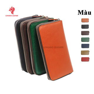 Ví nam dài cầm tay da bò thật cao cấp thương hiệu Longdo Leather  - Zip01