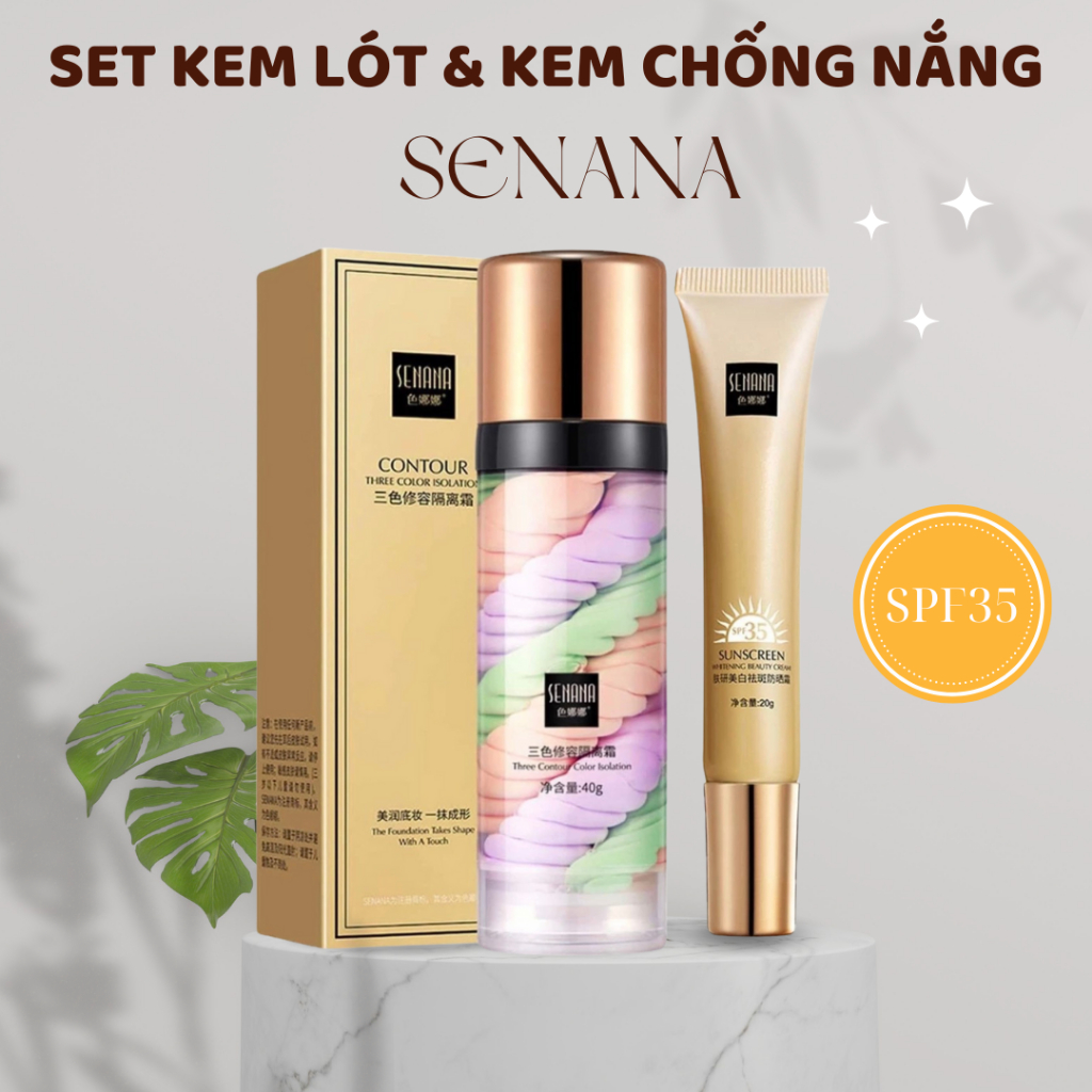 KEM LÓT 3 MÀU & KÈM KEM CHỐNG NẮNG SENANA NỘI ĐỊA TRUNG - KEM LÓT CHE KHUYẾT ĐIỂM TỐT , CHỐNG NẮNG SPF35