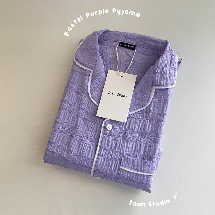 Pijama Nữ Basic Tím Nhạt Pastel, Đồ Ngủ Mặc Ở Nhà Chất Đũi Xốp, Không Nhăn Khi Giặt Máy - Pastel Pur