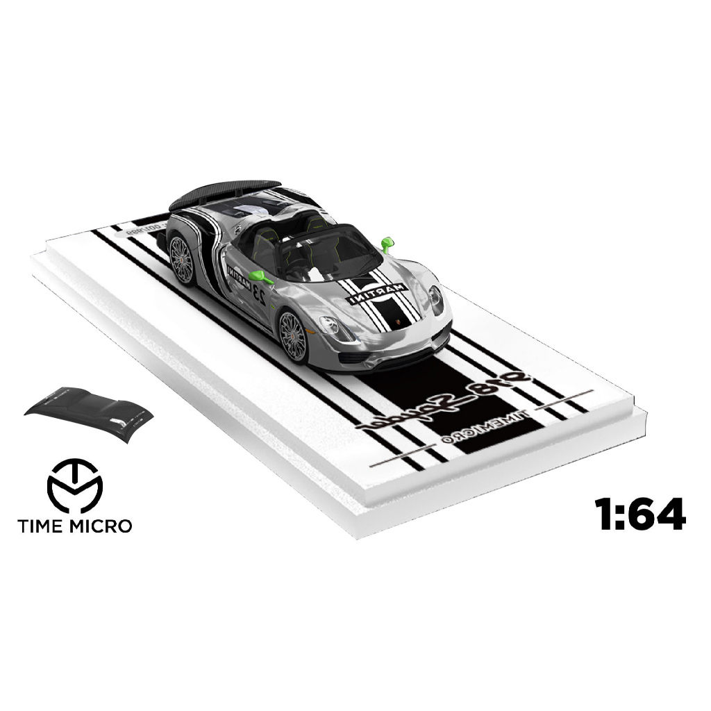 Mô hình xe Porsche Spyder 918 Martini silver tỉ lệ 1:64 Time Micro TM643517