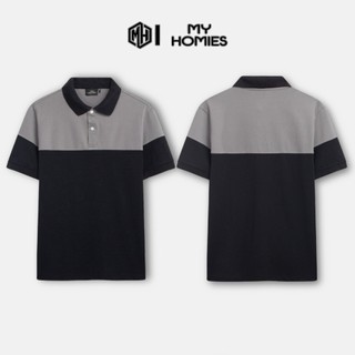 Áo polo nam phối xám-đen bigsize 55-115kg vải cotton cá sấu - mh store