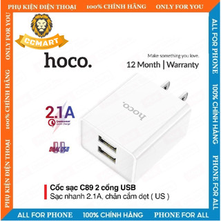 Củ sạc Hoco C89 C51 C51A 2 cổng USB sạc nhanh 2.1A 3.4A Max, thích hợp với nhiều dòng điện thoại
