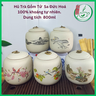 Hũ, Bình Đựng Trà Gốm Tử Sa Đức Hoá Sét Trắng Nguyên Khoáng Dung tích 800 ml Nắp Chống Ẩm Rất Khít