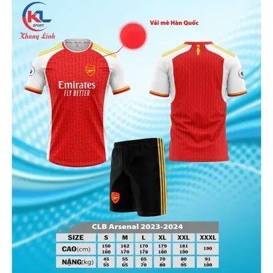Bộ đồ đá banh CLB Arsenal đỏ 2024