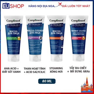 Mặt nạ Compliment cho da dầu mụn với đất sét xanh, AHA, than hoạt tính, tuýp 80 ml