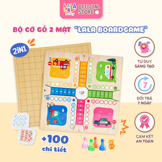 Lala boardgame 2in1 cờ gỗ caro kèm cờ cá ngựa đồ chơi hỗ trợ phát triển tư duy logic cho bé Lalala baby